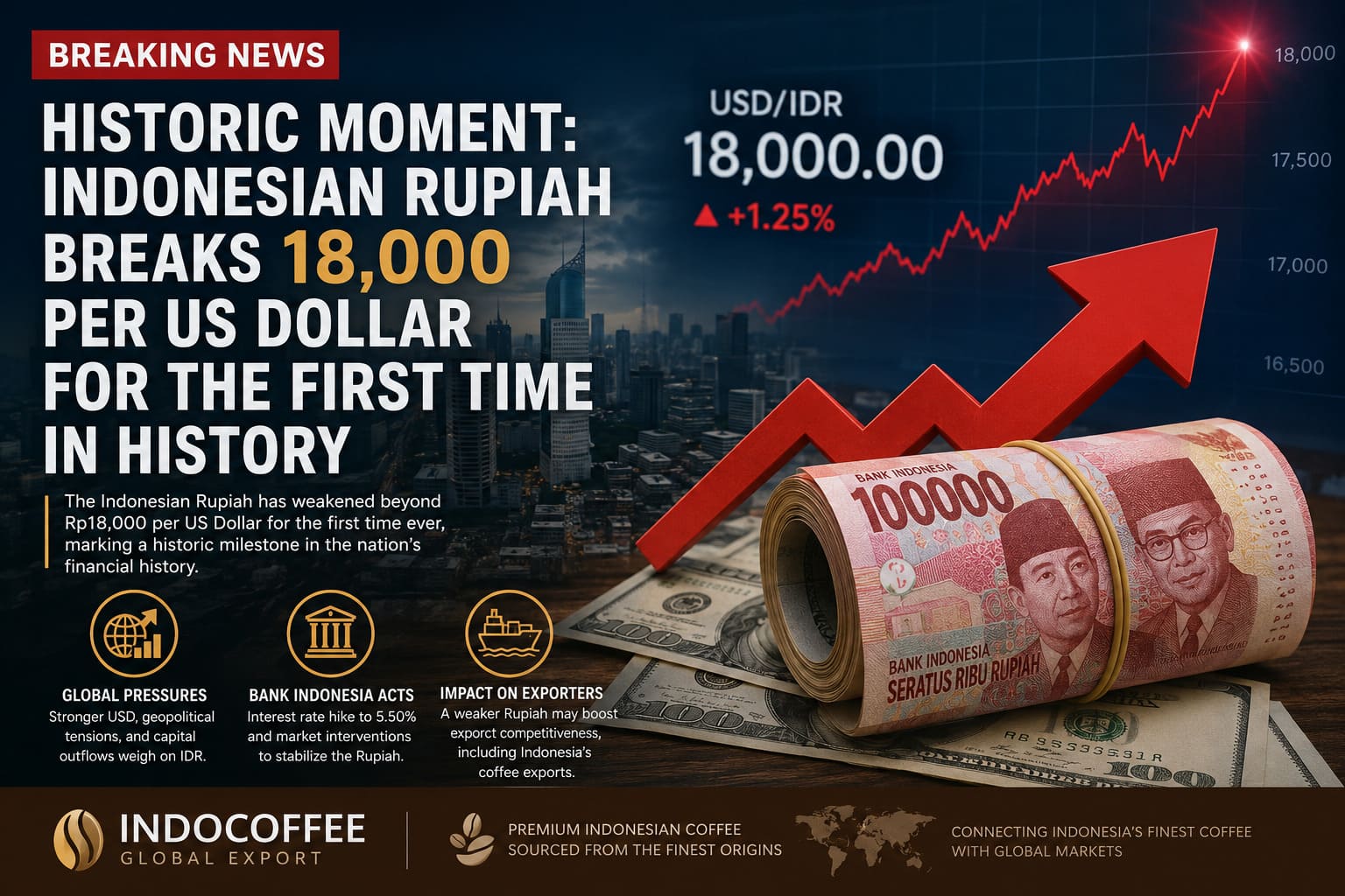Rupiah Breaks 18,000 Per US Dollar for the First Time in History: What It Means for Indonesian Exporters